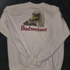 Budweiser White Crew Neck Sweatshirt, Large